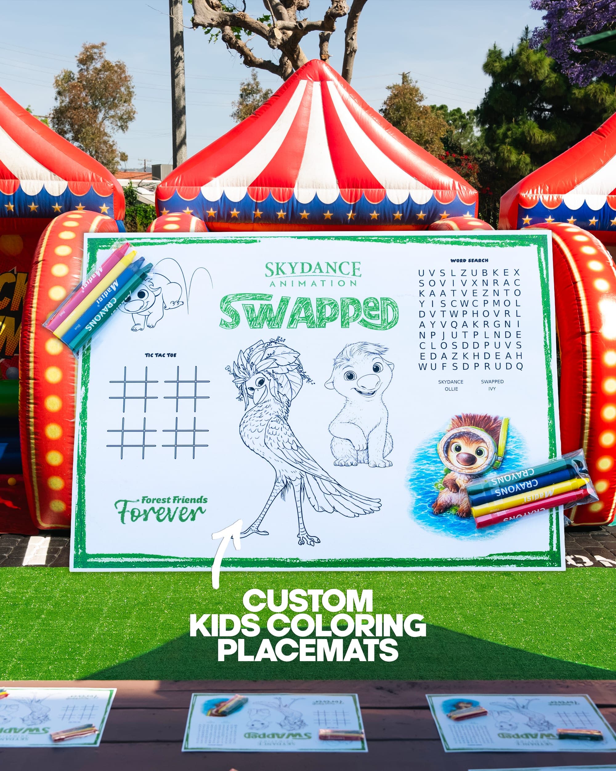 A Swapped premiere card showing the branded placemat and table setting.